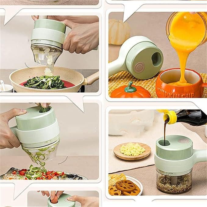 4-in-1 Handheld Electric Vegetable Chopper Cutter set